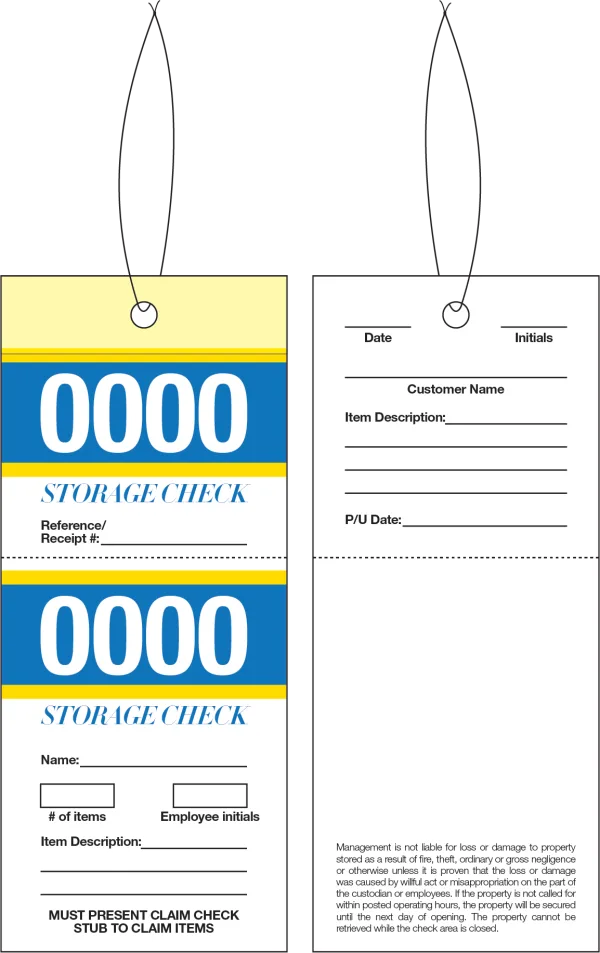 2 Part Storage Check Tag - US-TICKET