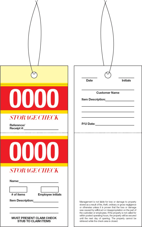 2 Part Storage Check Tag - US-TICKET