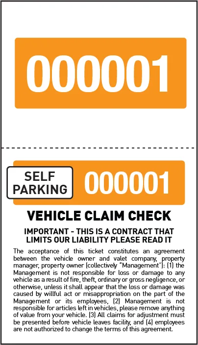 2 Part Economy Self Parking Valet Tickets - Image 3