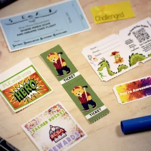 Various styles and sizes of school roll tickets