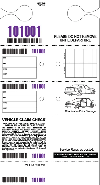 5 Part Hanging Valet Ticket - Image 4