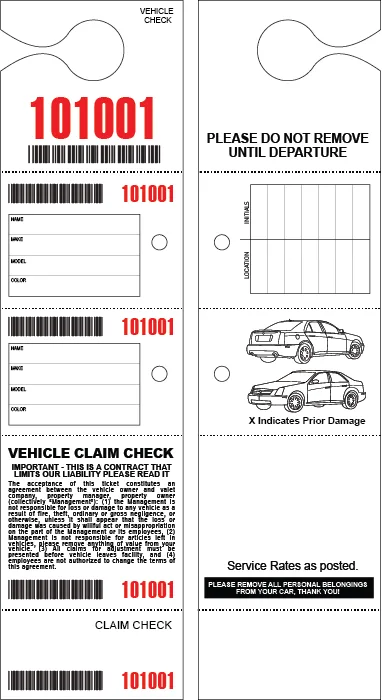 5 Part Hanging Valet Ticket - Image 3